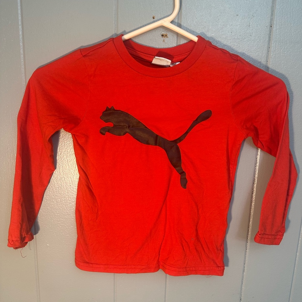 Puma Red Long Sleeve Tee with Black Logo